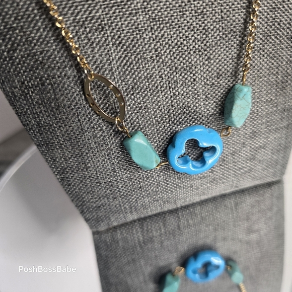 Turquoise Howlite & Gold-Tone Infinity Necklace – 34" No Clasp - Picture 11 of 11